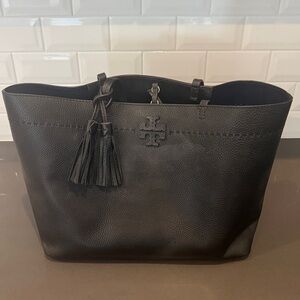 Tory Burch Black Pebbled Leather Tote